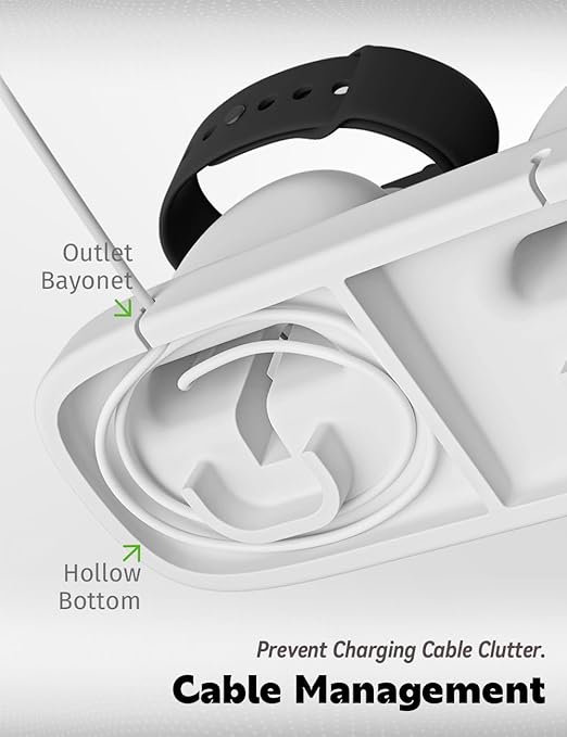 ELETIUO Dual Charger Stand Compatible with Apple Watch Series 49/46/45/44/42/41/40/38mm iWatch Ultra2/Ultra/10/9/8/SE2/7/6/SE/5/4/3/2/1,Silicone Charging Dock Organizer Supports Night Stand Mode,White