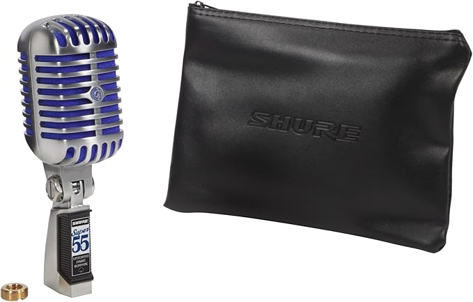 Shure Super 55 Deluxe XLR Vocal Microphone – Vintage-Style Supercardioid Dynamic Mic for Singing, Live Performance & Recording, Classic Sound, Durable Rugged Metal Housing
