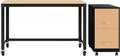 Hirsh Industries Space Solutions Home Office Metal Desk and Storage Set - Black/Maple