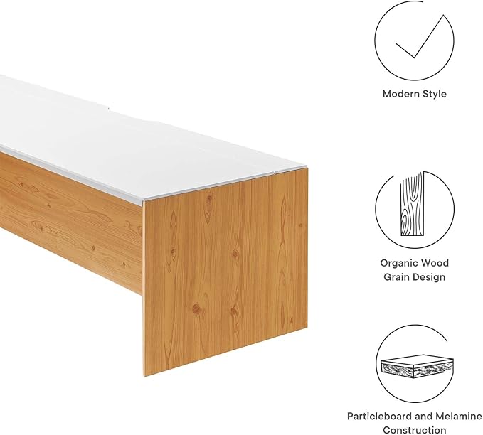 Modway EEI-6312-WHI-NAT Kinetic 49" Wall-Mount Office Desk with Cabinet and Shelf, White Natural