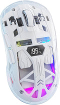 ZIYOU LANG A2 Transparent Wireless Gaming Mouse with Battery Level Display,Bluetooth/2.4G Wireless PC Mice,3D RGB Backlit,5 Million Clicks,PixArt 3212,up to 4000 DPI for Win/MAC (White)