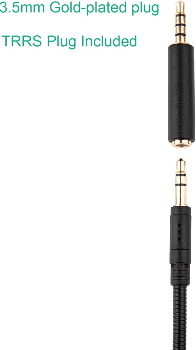 Smays 3.5mm Microphone Replacement for PC, Gaming Headset Turtle Beach, Laptop, Computer, PDP Afterglow AG6, GoPro Insta360 One RS Camera - External Mic Plug-in Gooseneck, 2-Pack