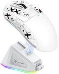 MAGIC-REFINER Attack Shark X11 59g Superlight Wireless Gaming Mouse with Grip Tape, RGB Charging Dock，BT/2.4G Wireless/Wired Pc Mouse, 22000 DPI,5 Programmable Buttons for Pc/Mac(White)