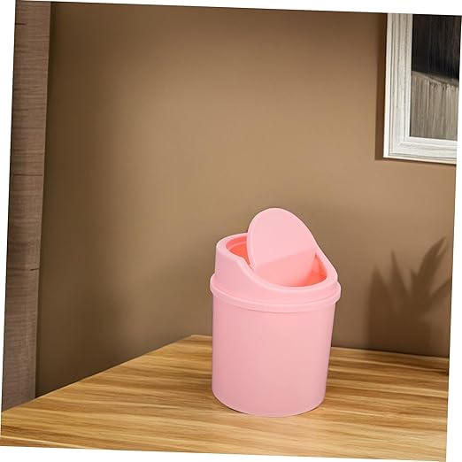 Amosfun Mini Desk Trash Can Small Waste Bin Desk Top Garbage Can Office Slim Swing Lid for Home Office