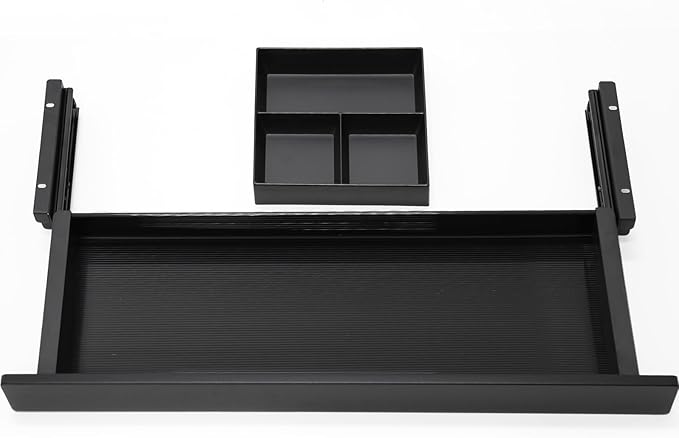 Under Desk Storage Drawer, Shallow Under Desk Drawer Organizer (Black 23.5 inch)