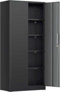 INTERGREAT Metal Storage Cabinet, 72” H Storage Cabinet with 2 Doors and 4 Adjustable Shelves for Office, Home, Garage, Pantry (Assembly Required, Black)