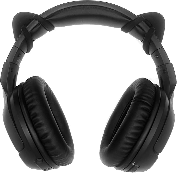 REEYEAR Cute Cat Ears Fits HypreX Cloud/Stinger/Cloud Flight Headsets, Universal Fit Lovely Kitty Adjustable Attachment Straps for Video Live Gaming Headphone, Black & Pink