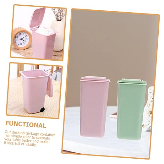 Holibanna Mini Desktop Trash Can Pen Holder Slim Garbage Can Lid Small Bin for Bedroom