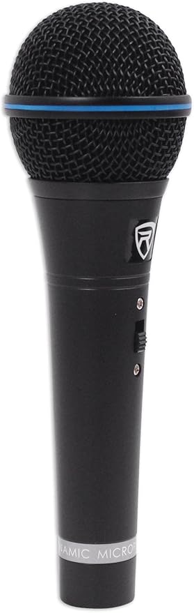 Rockville RMM-XLR Super Cardioid Dynamic Microphone, 600 Ohm, Metal Body, On/Off Switch, 10ft XLR Cable, Black Finish, for Live Performances and Vocals, 2-Piece