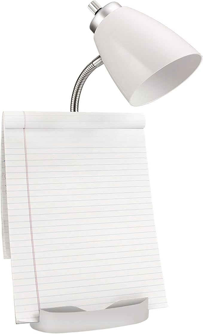 Simple Designs LD1002-WHT Gooseneck Organizer Desk Lamp with iPad Tablet Stand Book Holder, White (Pack of 6)