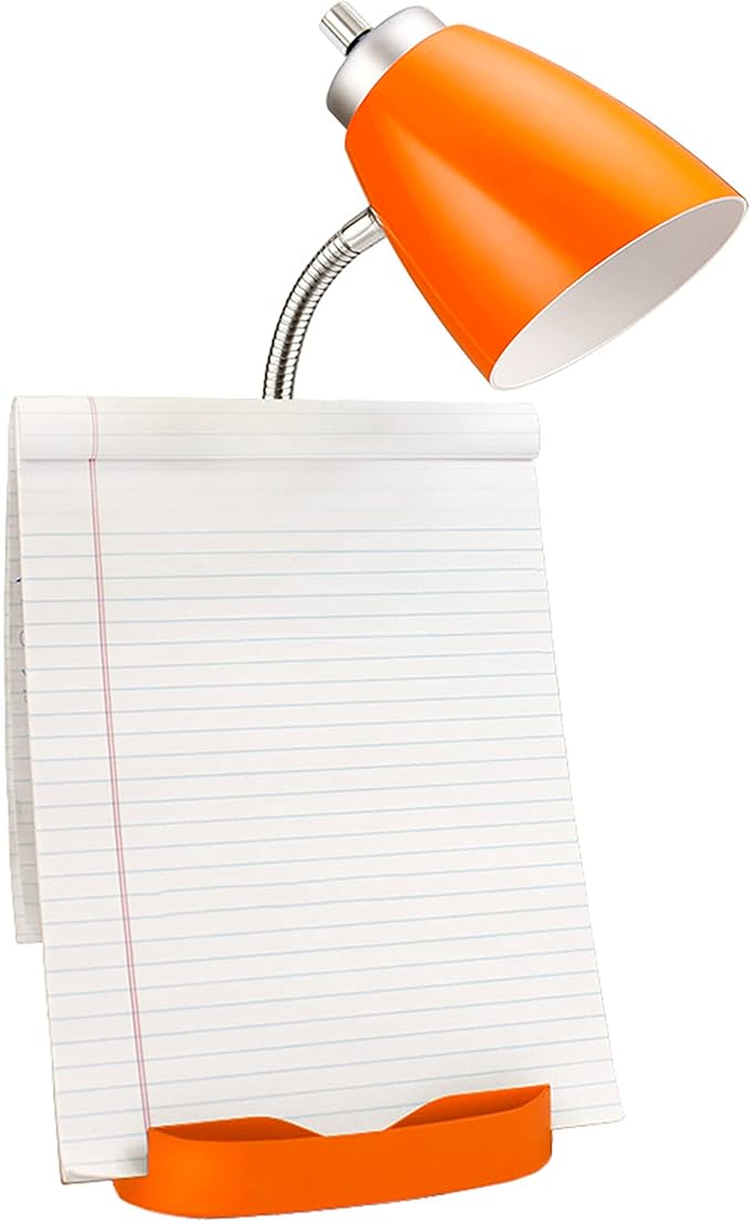 Simple Designs LD1002-ORG Gooseneck Organizer Desk Lamp with iPad Tablet Stand Book Holder, Orange (Pack of 6)