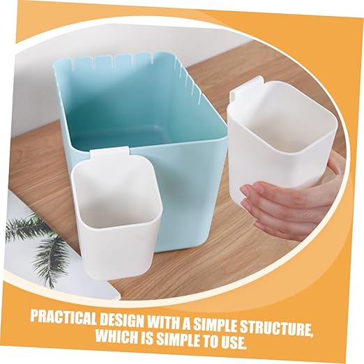 SOLUSTRE Slim Desk Waste Bin Trash Can for Desk Material Dry Wet Separation Bin Desktop Garbage Can