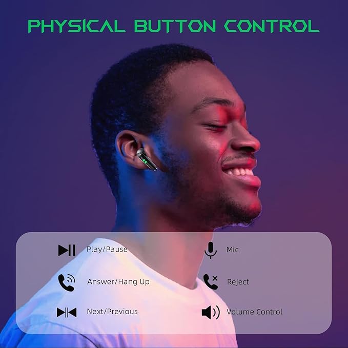 Black Shark Wireless Earbuds,Bluetooth Earphone Noise Cancelling with Dual-Modes, IPX5 Waterproof 26h Play Time Sport Bluetooth Headphones for iPhone/Android