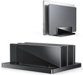 OMOTON Vertical Laptop Stand for Desk, Acrylic Laptop Holder Desktop Clear Adjustable Dock for MacBook Pro Air, HP, All Gaming Laptops up to 17” (Black, Dual Slot)