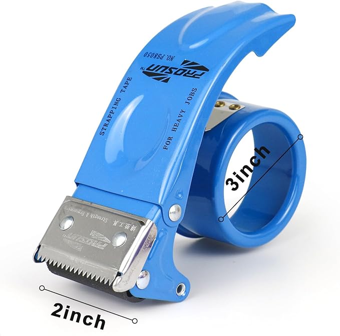 BOMEI PACK Metal Packing Tape Dispenser, 2inch Heavy Duty Handheld Heavy Tape Dispenser, 4Pcs, Blue