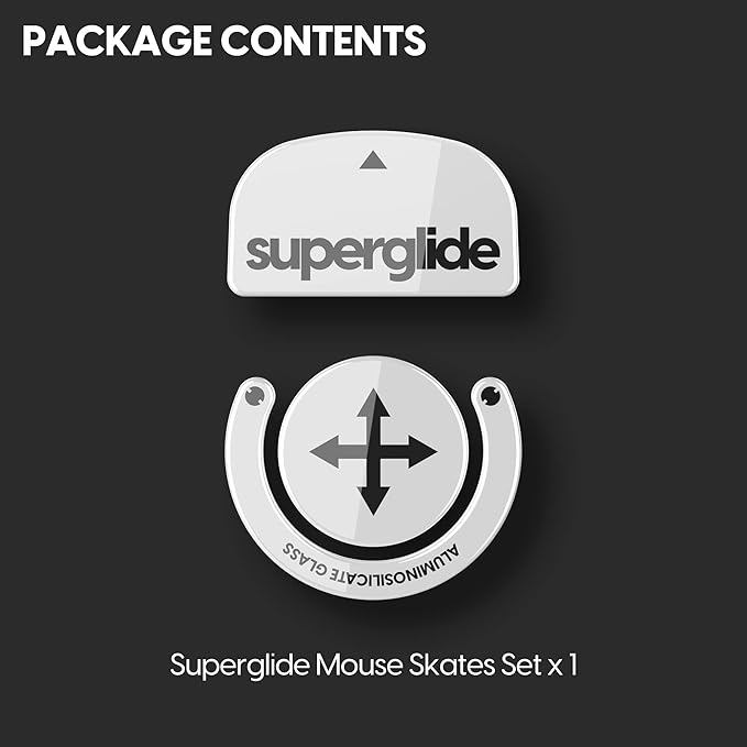 Superglide Glass Mouse Skates - Super Smooth Glide, Polished Round Edge, Super Fast Gaming Mouse Feet with Durable Sole for Logitech G Pro X Superlight1 (Type-S, White)
