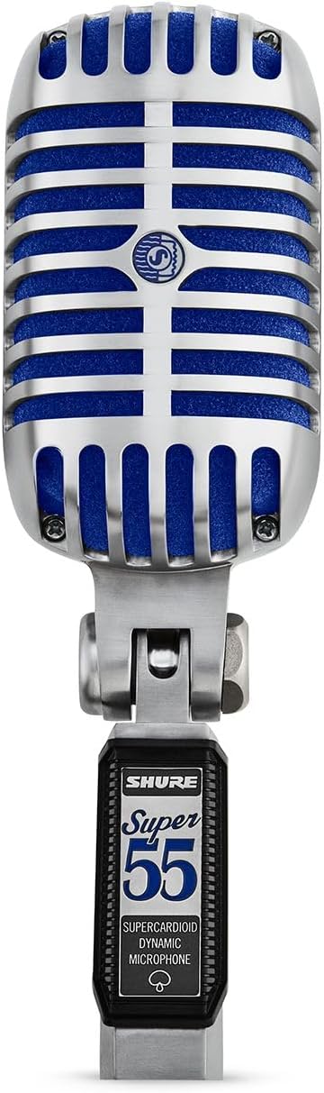 Shure Super 55 Deluxe XLR Vocal Microphone – Vintage-Style Supercardioid Dynamic Mic for Singing, Live Performance & Recording, Classic Sound, Durable Rugged Metal Housing