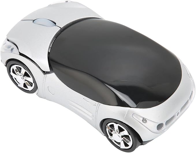 ASHATA Mouse, 2.4GHz Cool Sport Car Mouse, Car Shape Mouse Optical Gaming Mouse for 98 for 7 for Linux,for PC Laptop Computer (Silver)