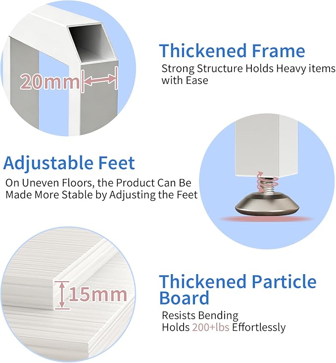 METYERRY Under Desk Printer Stand with Power Outlet,2 Tier Large Printer Table with Adjustable Shelf,Rolling Printer Cart with Industrial Wheels for Home Office,20"×20" White