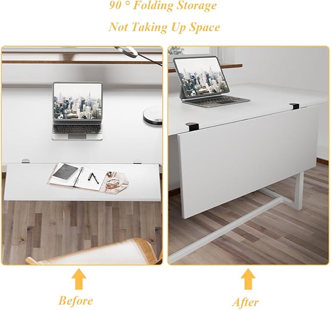 Under Desk Keyboard Tray Support Bracket Adjustable Desktop Extension Board Stand Clamp-on Keyboard Holder Arm Rest Tray Extension Plate Support Rack for Desk, NO Board/Tray, 1 Set (Style01-White)