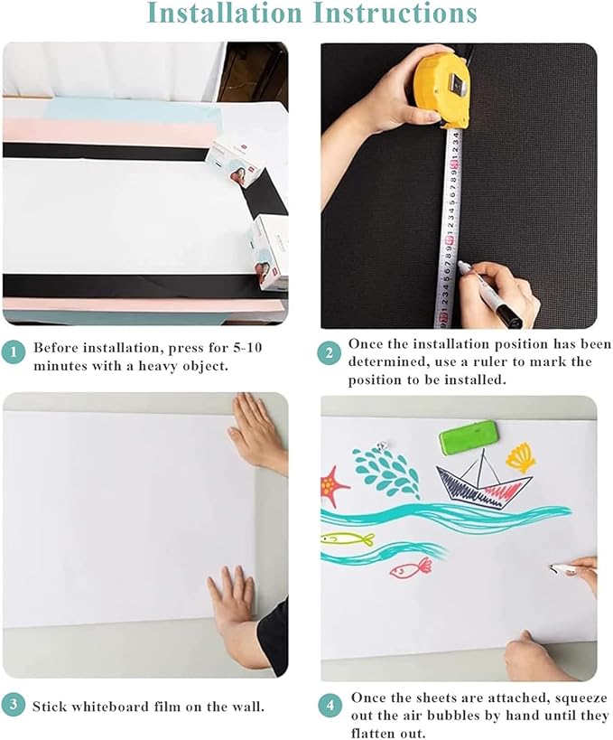 Huge Self-Adhesive Whiteboard Sticker: 72" x 40" Magnet Receptive Dry Erase Wall Decal | No Ghosting Project Planner & Timeline Board | Peel & Stick for Office Teamwork