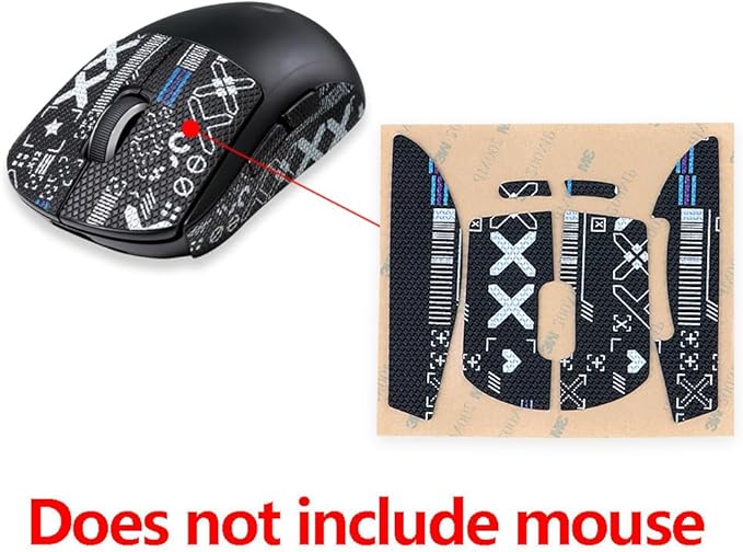 HUYUN Mouse Side Panels/Anti Sweat Paste Grip Tape Replacement for Logit G Pro X Superlight Second Gen Wireless Gaming Mouse (Pattern Black)