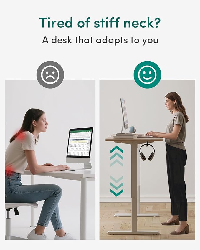 CubiCubi 63 x 28 Large Standing Desk, Height Adjustable Electric Computer Desk, 28" Deep Desktop, Sit Stand up Home Office Workstations with 4 Preset Heights, Maple