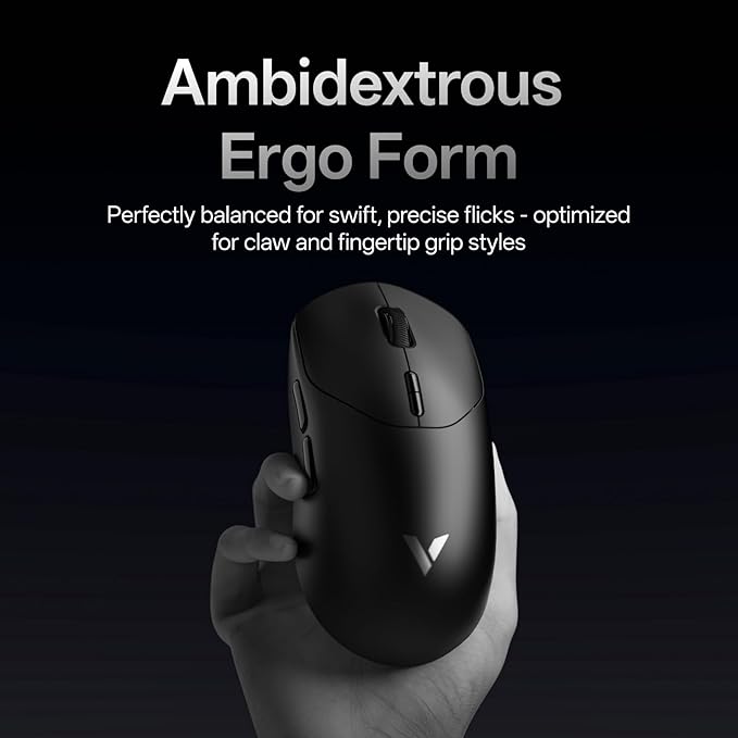 Rapoo VT2 Wireless Gaming Mouse, True 8K Wireless Polling Rate, 53g Lightweight, Up to 750 Hr Battery, Nordic nRF54L15 MCU, 100-Million Mechanical Switch, 10 Programmable Buttons, Macro Enabled