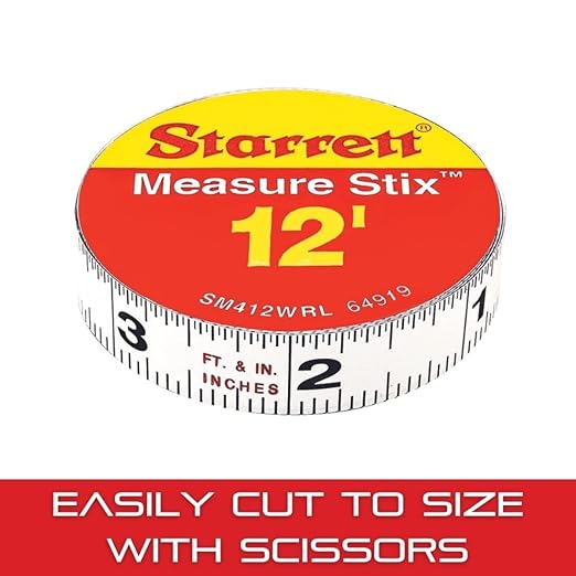 Starrett Tape Measure Stix with Adhesive Backing - Mount to Work Bench, Saw Table, Drafting Table - 1/2" x 12', English Metric, Right-Left Reading - SM412WRL