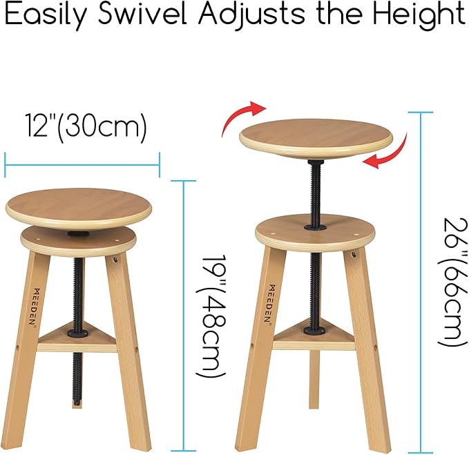 MEEDEN White Board Drafting Table and Stool Set, Height Adjustable Artist Wooden Stool and Craft Table, Tiltable Tabletop of Drawing Desk, Perfect for Writing, Artwork, Artists Studio