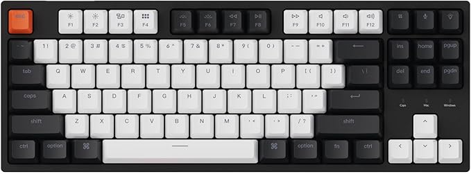 Keychron C1 Hot-swappable Wired Mechanical Keyboard with Gateron G Pro Red Switch/Double-Shot ABS Keycaps/White Backlight/USB Type-C Cable, Tenkeyless 87 Keys Computer Keyboard for Mac Windows PC