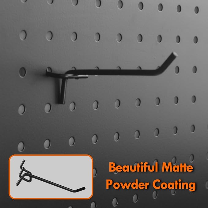 G.CORE Pegboard Hooks Accessories - 30pcs 4inch Metal Peg Board Tool Hangers, Fits 1/8 1/4 Pegs Slots, Pegboard Wall Organizer Shelving Racks, Hanging Display Storage Holders for Garage Craft (Black)