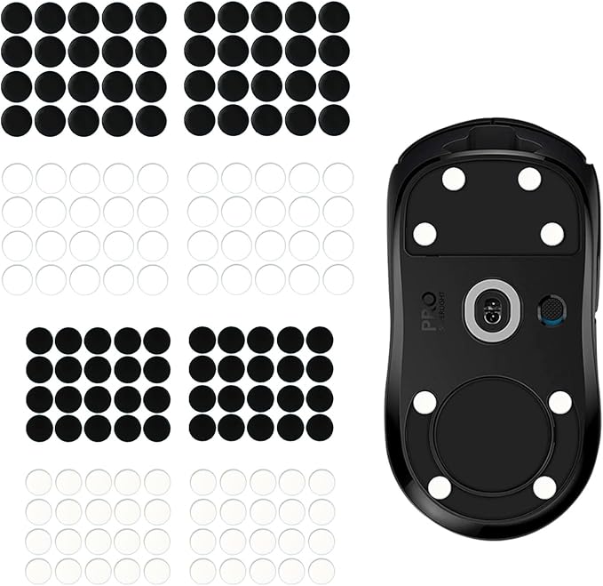 160 Pcs Universal Mouse Slider Pads, Dia 6mm & 7mm Dot Mouse Glide Skates Replacement Compatible with Gaming Mousepads, Wear-Resistant Smooth Glide Mice Glass Skates Pad (White & Black)