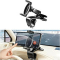 Zpana Car Dashboard Phone Holder, 360° Rotation Clip-on Vehicle Dash Cellphone Stand with Parking Number Plate, Auto Sun Visor & Rear View Mirror Mobile Phone Mount, Fits Most Smartphones