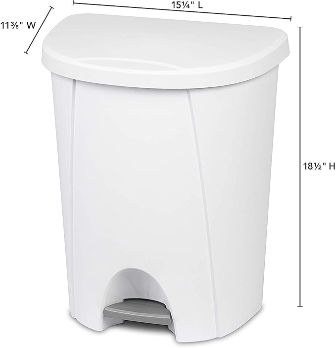 STERILITE 10948004 Step Can, White, 6.6 Gallon