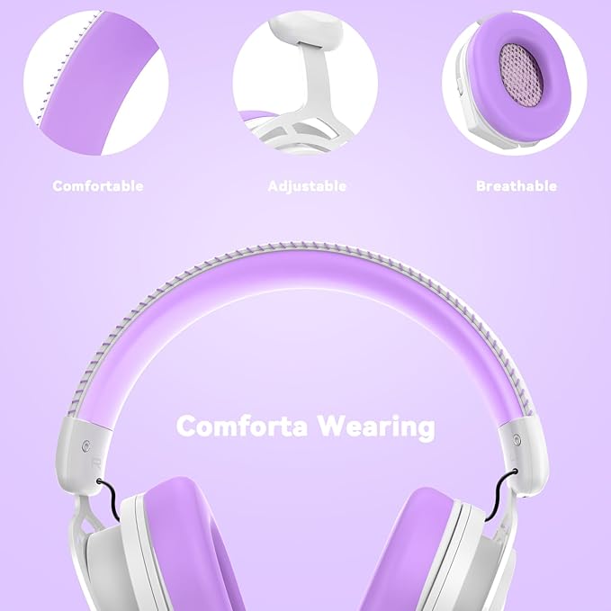 IMYB A88 Gaming Headset with Mic for Ps5, Pc, Xbox One Series X/s, Ps4, Switch, Stereo Wired Noise Cancelling Headphones with Microphone for Computer, Laptop, Mac, Nintendo, Games (Purple)