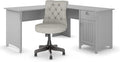 Bush Furniture Salinas 60W L Shaped Desk with Mid Back Tufted Office Chair