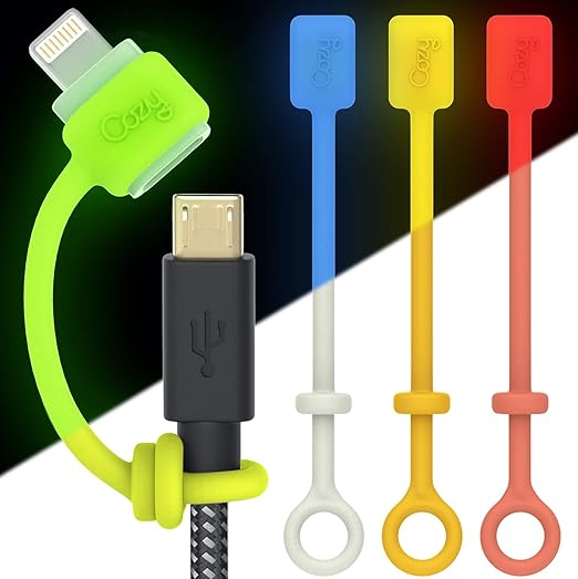 Cozy 4-Pack Charger Cord Holders, Colorful Silicone Cable Keepers for USB-C, Micro USB, and USB Adapters, Travel-Friendly & Durable