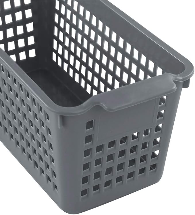 Plastic Baskets for Organizing, Grey, Set of 4