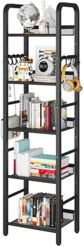 YMYNY 5 Tier Bookshelf, Freestanding Bookcase for Living Room, Bedroom, Home Office, Multi-Functional Storage Rack Organizer, Display Rack with Metal Frame, Rust Resistance, Black, UHBC055B