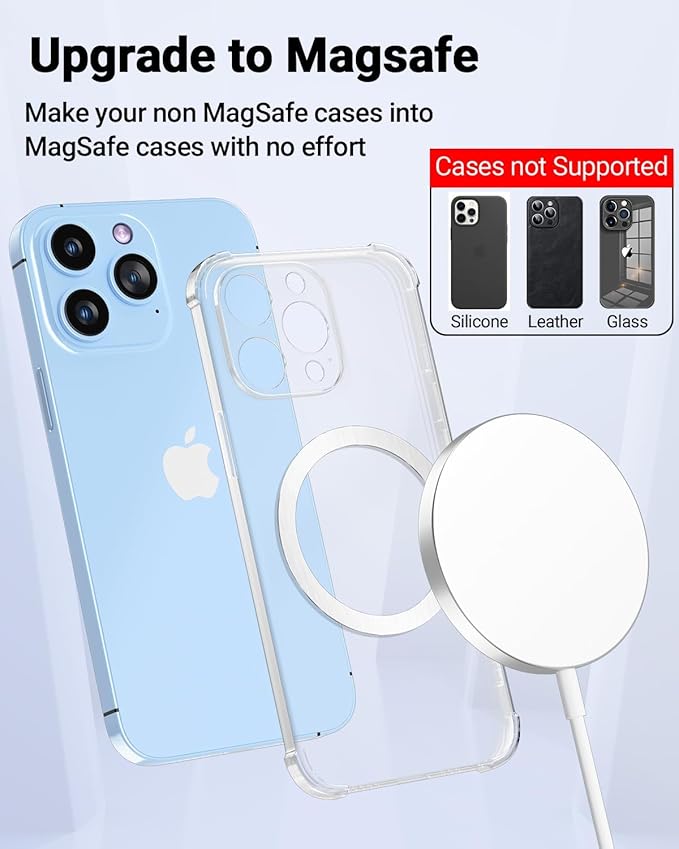 KALAPOP for Magsafe Sticker Magnet - 10 PCS, Ultra-Thin(0.4mm), Compatible with iPhone 17/Air/16/15/14/13/12 Series,mag Safe Charger, for Apple Wallet Magsafe - Silver