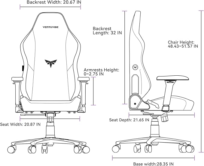 Gaming Chair - High Back Ergonomic Computer Chair with Lumbar Support, Video Game Chair-4D Adjustable Armrests,170° Reclining & 320lb Capacity,Fabric,Black