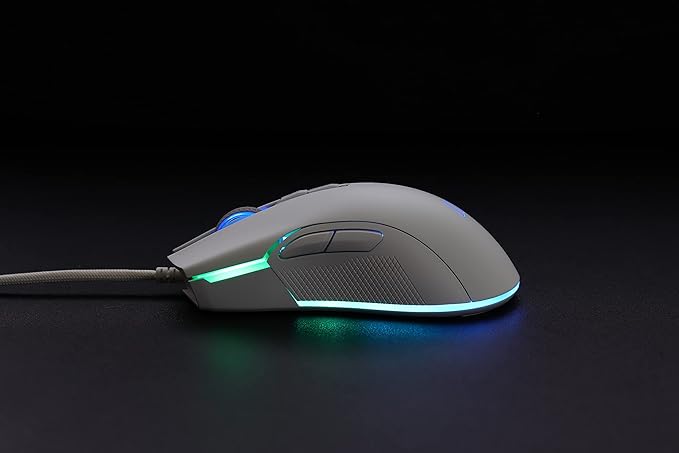 i-rocks M31E RGB Wired Gaming Mouse : 6400 DPI Optical Sensor - 60 Million Click lifespans - Compatible Software - 7 Programmable Buttons - Plain White