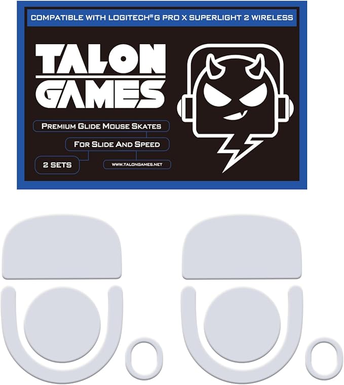 2Sets of TALONGAMES Rounded Curved Edges Mouse Skates Compatible with Logitech G PRO X2 SUPERSTRIKE/G PRO X Superlight 2 Wireless Gaming Mouse Feet,0.8mm,Pure PTFE Material Super Smooth Glide Pads