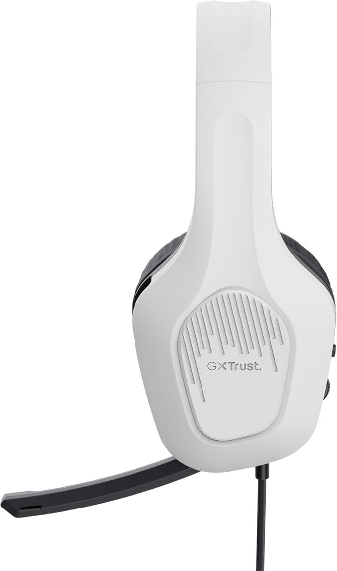 Trust Gaming GXT 415W Zirox Lightweight Gaming Headset with 50mm Drivers for PC, Xbox, PS4, PS5, Switch, Mobile, 3.5 mm Jack, 2m Cable, Foldaway Microphone, Over-Ear Wired Headphones - White