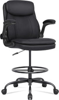 Misolant Drafting Chair, Tall Office Chair for Standing Desk, High Leather Executive Office Chair with Adjustable Height and Flip-up Armrest for Counter Height Desk