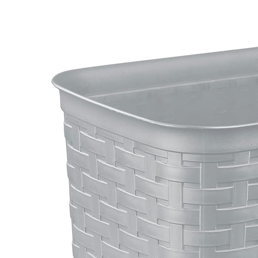 Sterilite 3.4 Gallon Weave Wastebasket, Small, Decorative Trash Can for the Bathroom, Bedroom, Dorm Room, or Office, Gray, 6-Pack