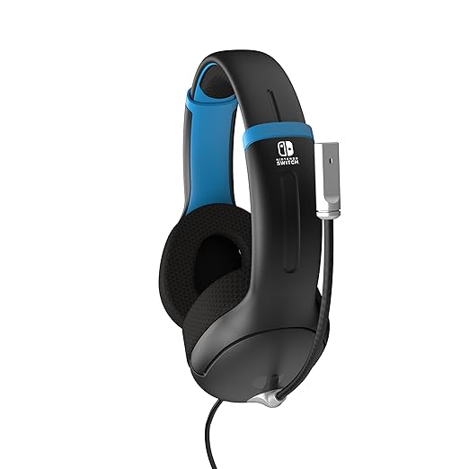 PDP Gaming AIRLITE Stereo Headset with Mic for Nintendo Switch/Lite/OLED - Wired Power Noise Cancelling Microphone, Lightweight, Soft Comfort On Ear Headphones (Moonlight Black/Blue)