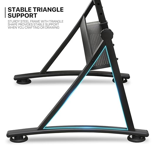 MoNiBloom Adjustable Height Drafting Table with Stool, Modern Style, Tough Glass Top, 28-36 in Length, 19 in Width, 30 in Height, Ideal for Artists, Designers, Office, Studio