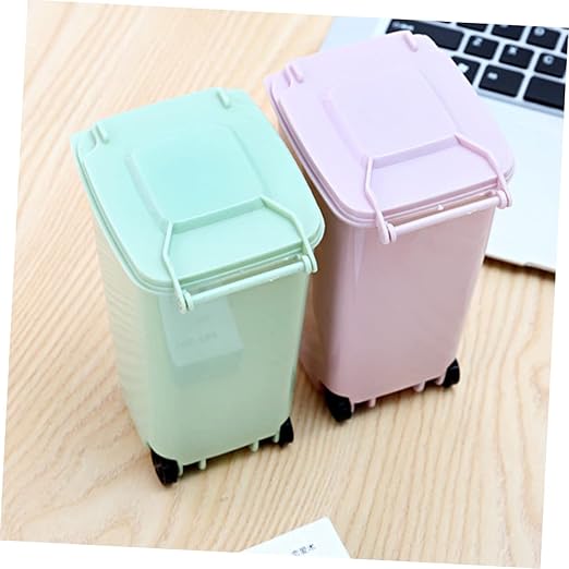 Holibanna Mini Desktop Trash Can Pen Holder Slim Garbage Can Lid Small Bin for Bedroom